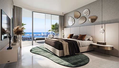 Bedroom with sea view at Aria Reserve Miami