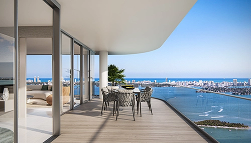 Spacious balcony with unique sea view at Aria Reserve Miami